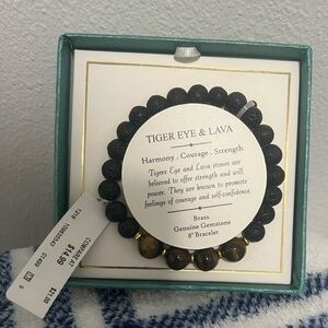 Tiger Eye & Lava Genuine Gemstone 8” Bracelet